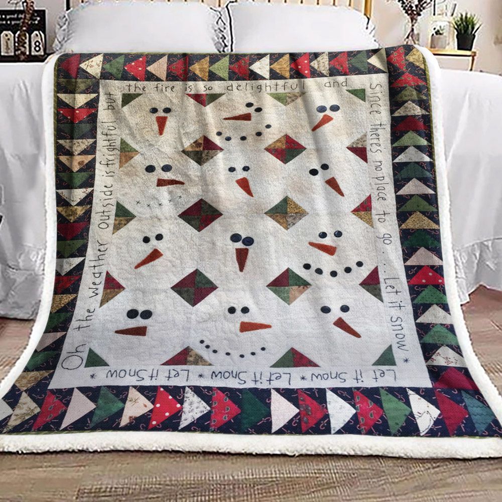 Snowman Sherpa Fleece Blanket