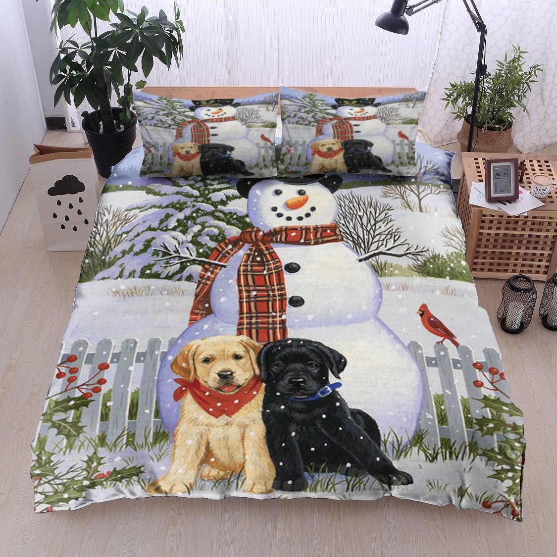 Snowman With Dog Bedding Set