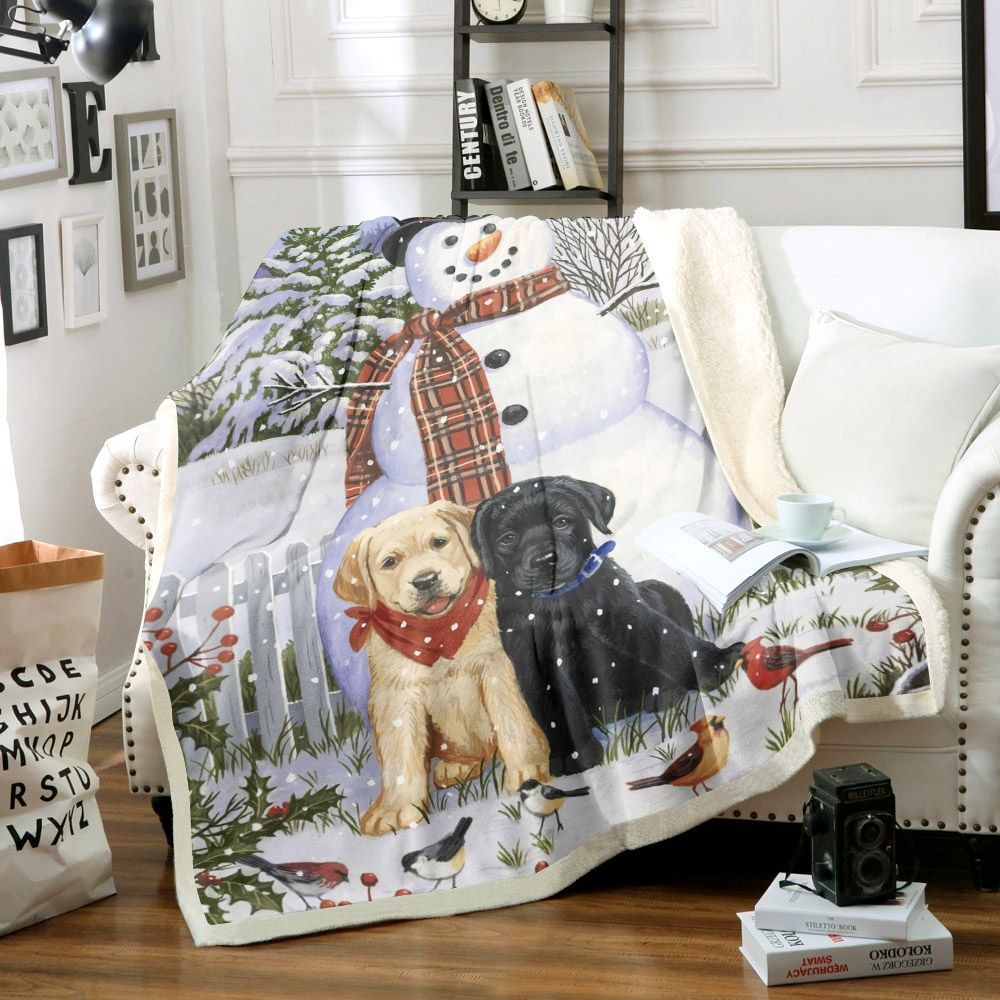 Snowman With Friends Sherpa Fleece Blanket