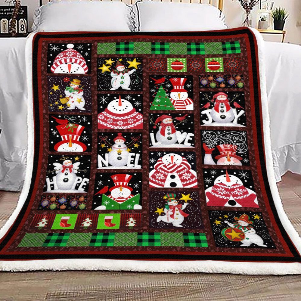 Snowman Sherpa Fleece Blanket