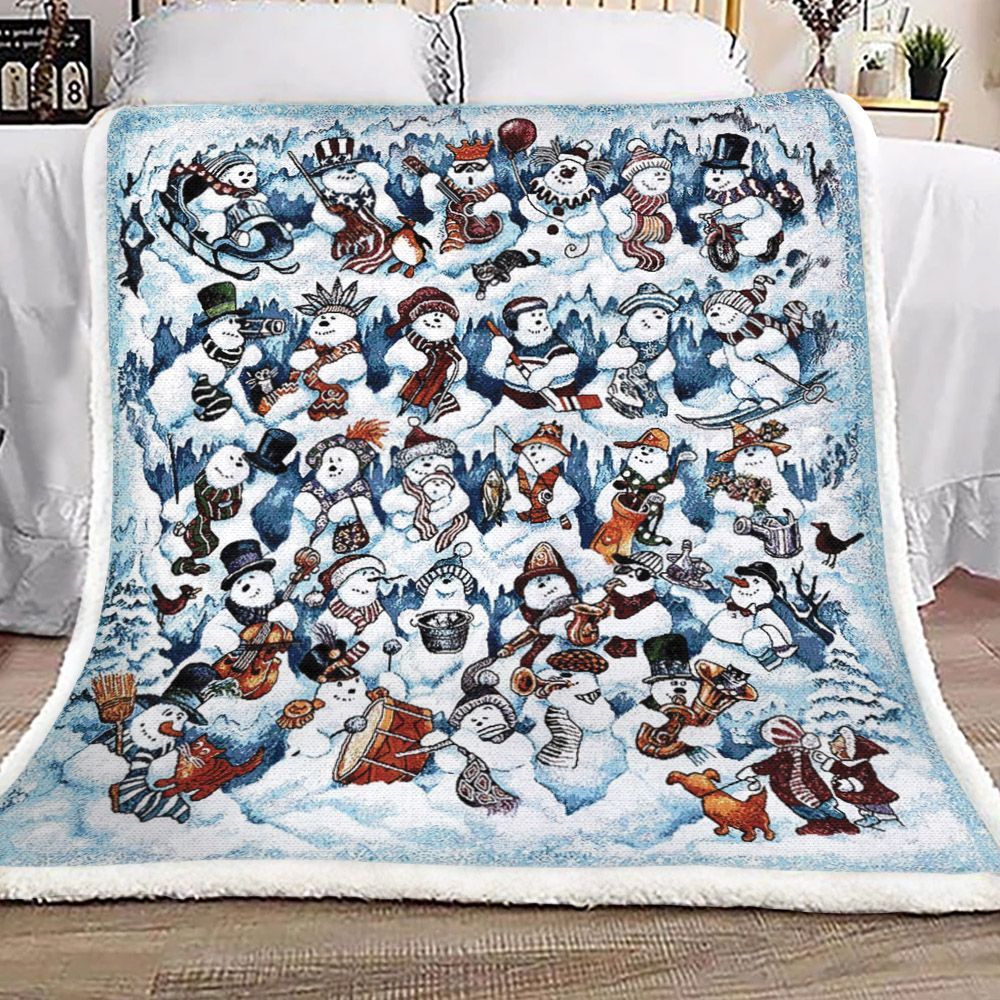 Snowmans Sherpa Fleece Blanket