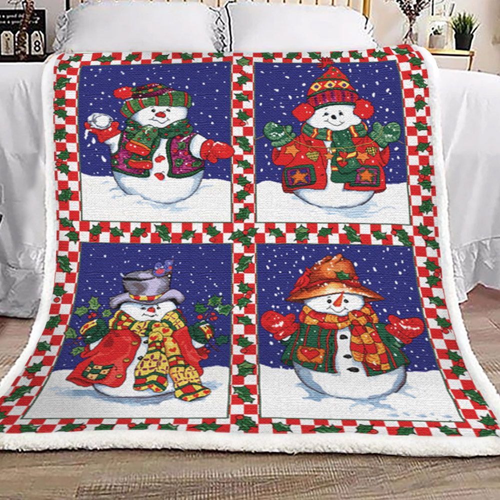 Snowmans Sherpa Fleece Blanket