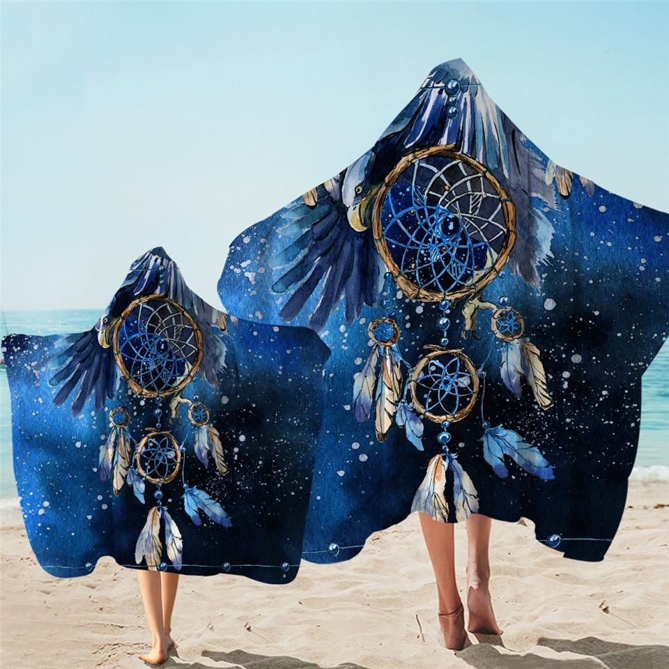 Snowy Dream Catcher Cosmic Pattern Printed Hooded Towel