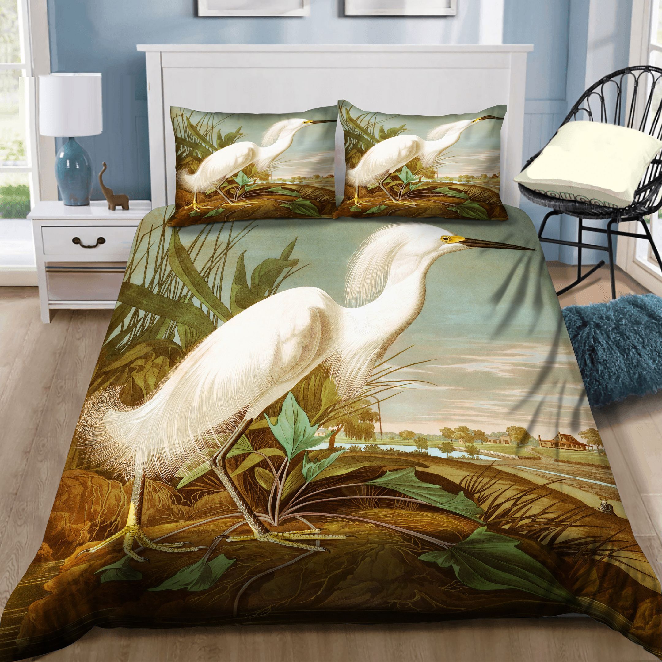 Snowy Heron Bedding Set