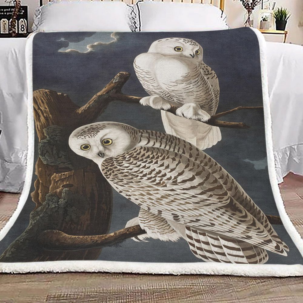 Snowy Owl Sherpa Fleece Blanket