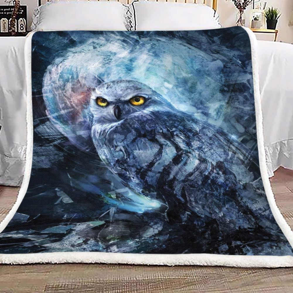 Snowy Owl Sherpa Fleece Blanket