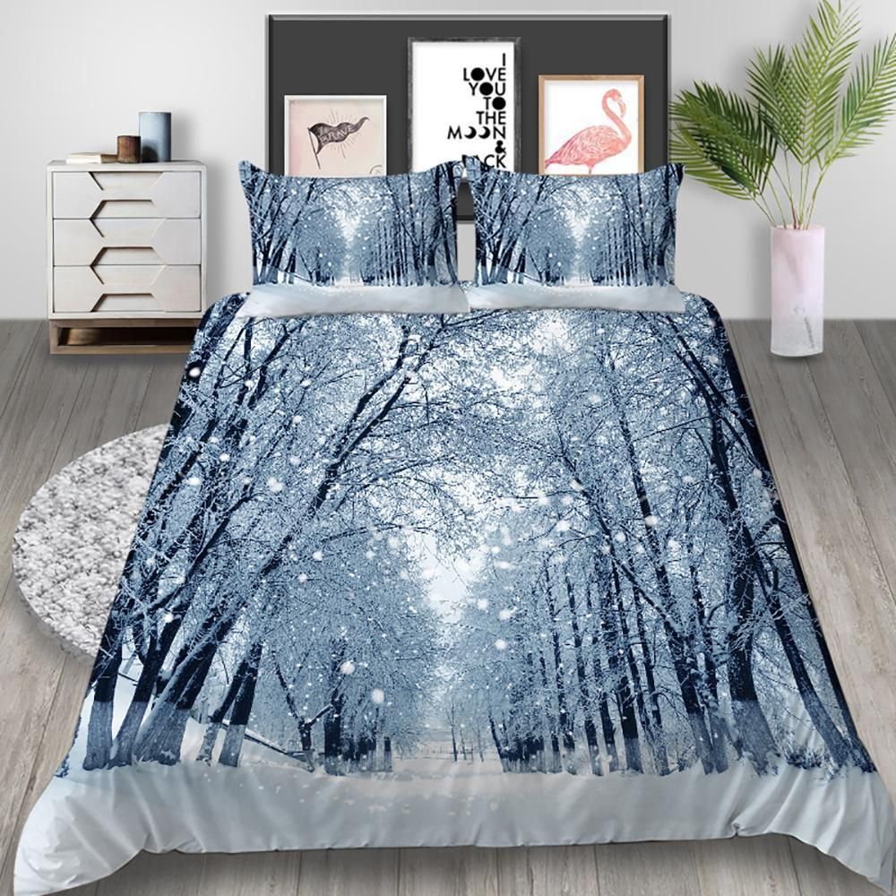 Snowy Road Printed Bedding Set