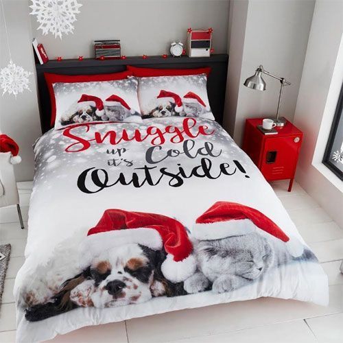 Snuggle Up Its Cold Outside Christmas Cat And Dog Bedding Set