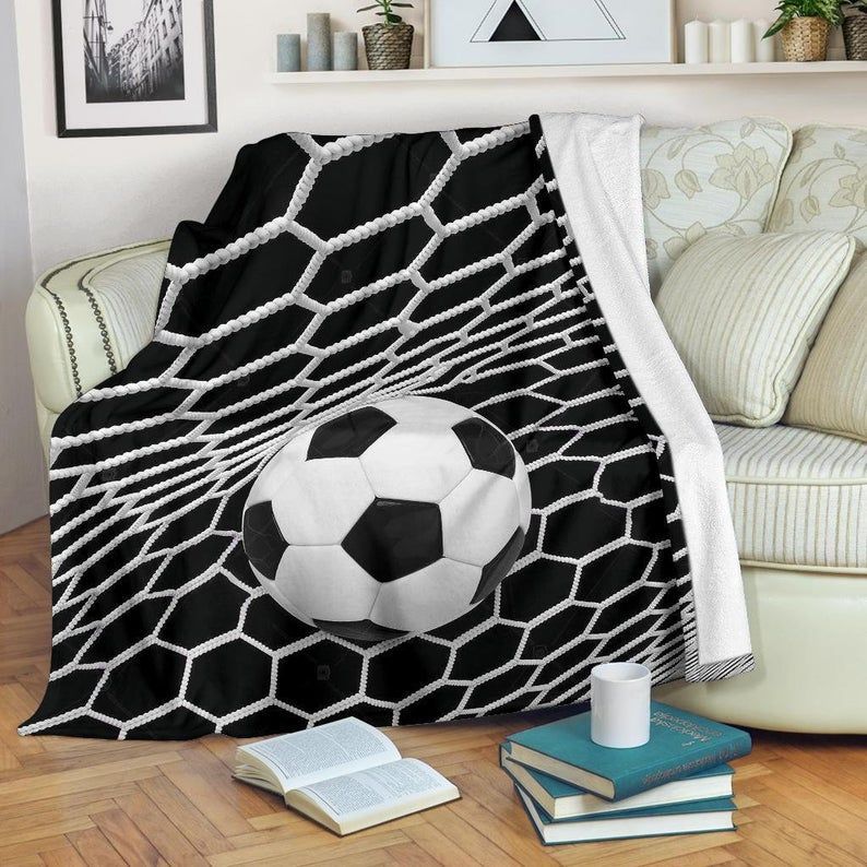 Soccer Ball Net Sherpa Fleece Blanket