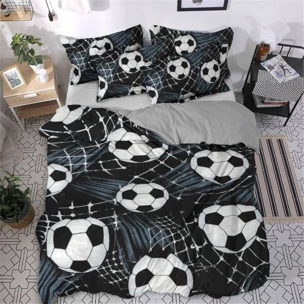Soccer Black On Goal Bedding Set