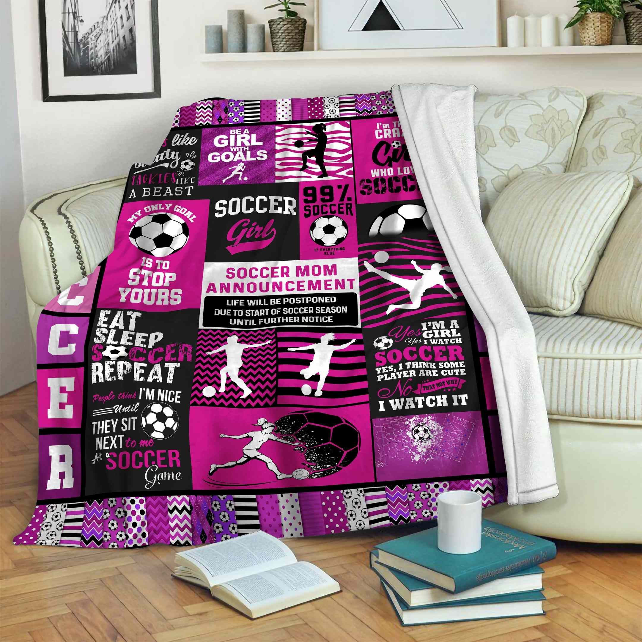 Soccer Eat Sleep Soccer Repeat Sherpa Fleece Blanket