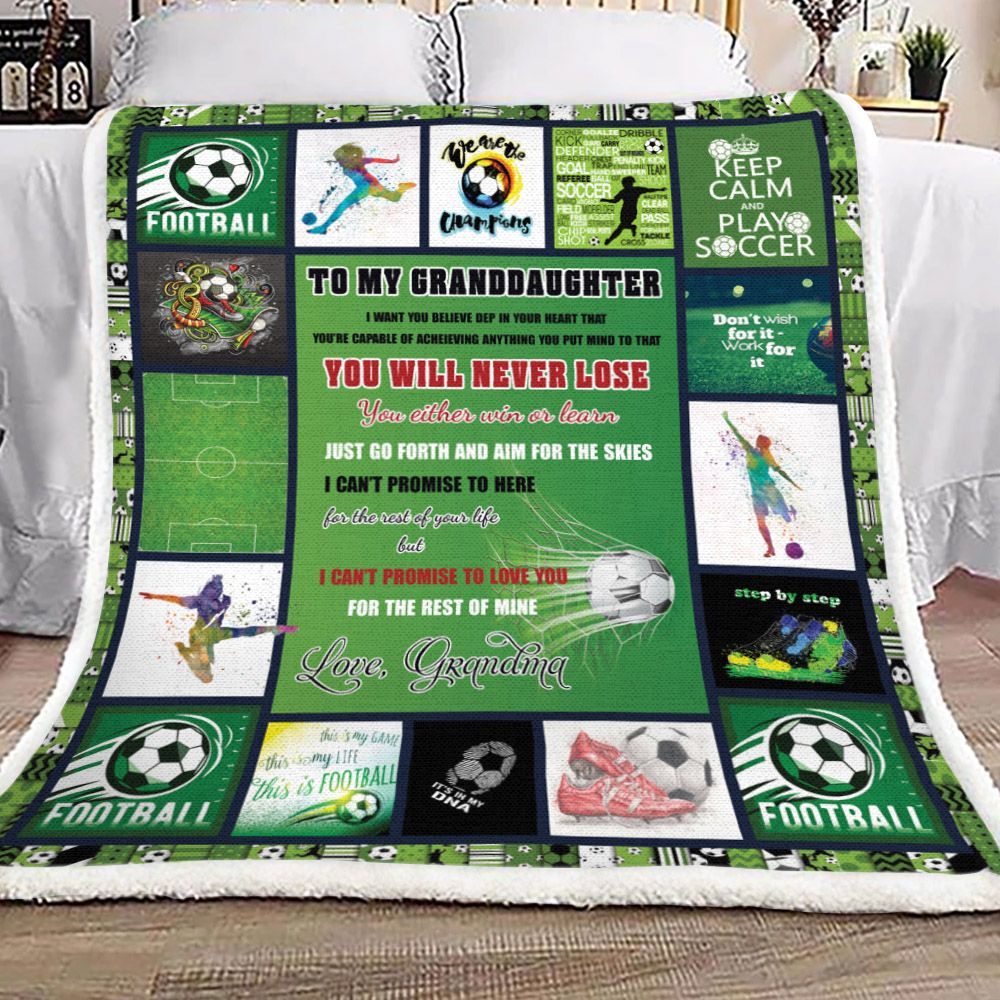 Soccer Granddaughter Love Grammy Sherpa Fleece Blanket