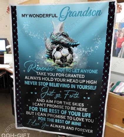 Soccer Grandson Sherpa Fleece Blanket