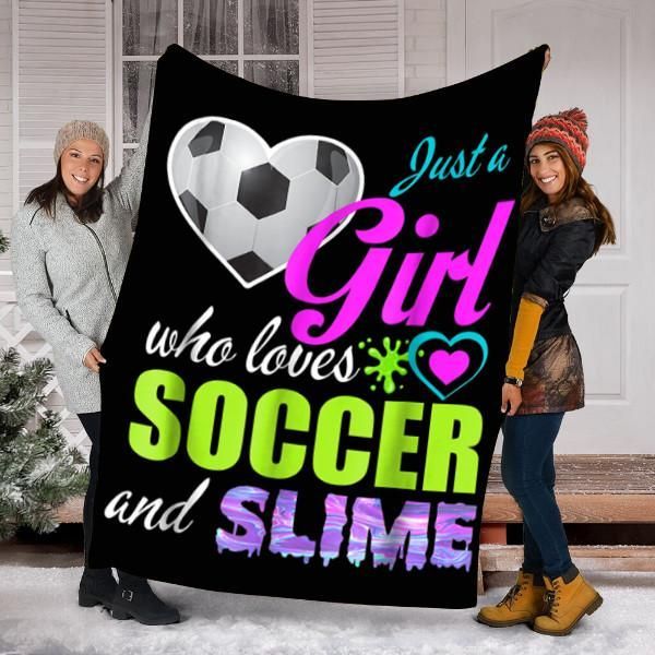 Soccer Just A Girl Sherpa Fleece Blanket