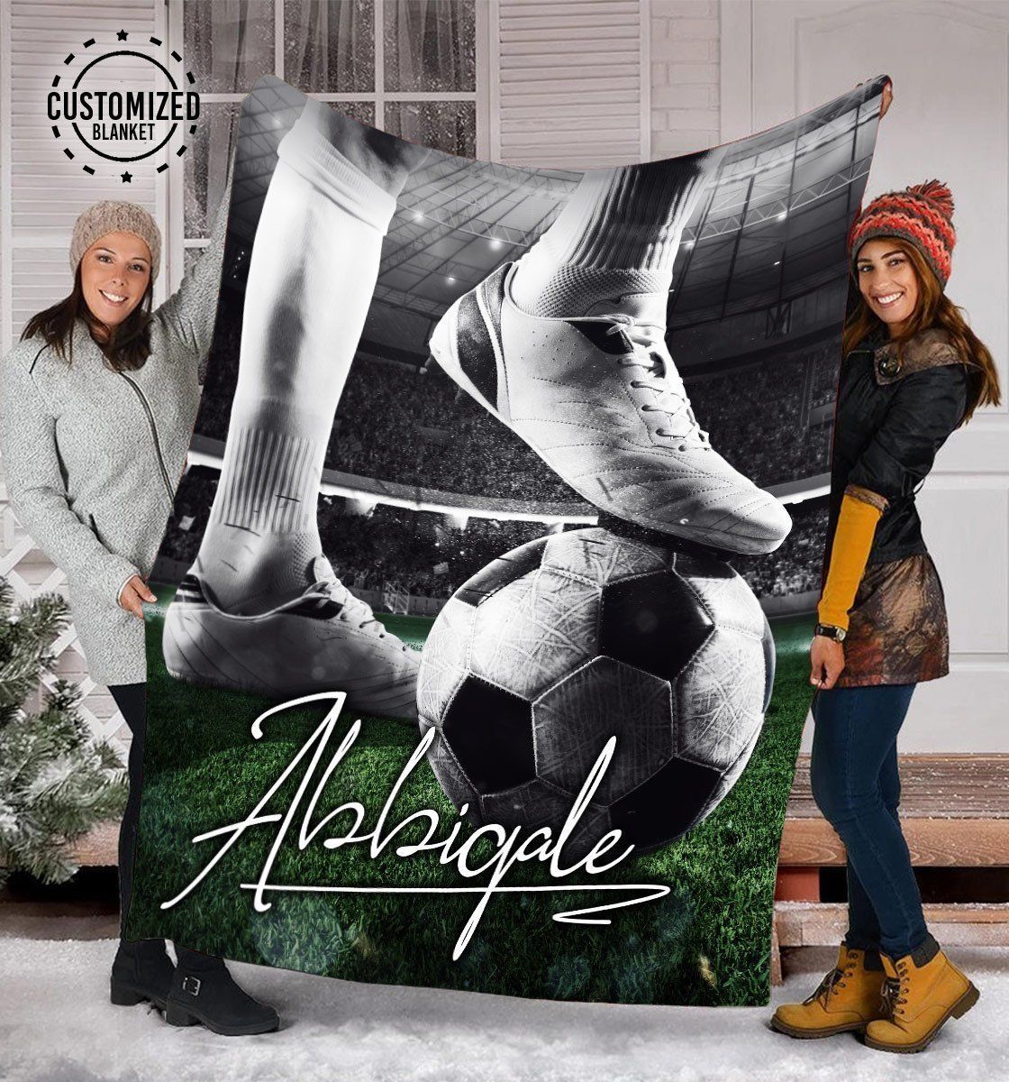 Soccer Kicking Ball Customized Blanket