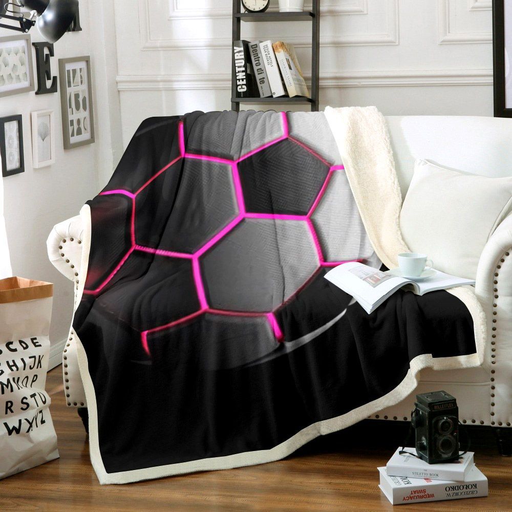 Soccer On Black Sherpa Fleece Blanket