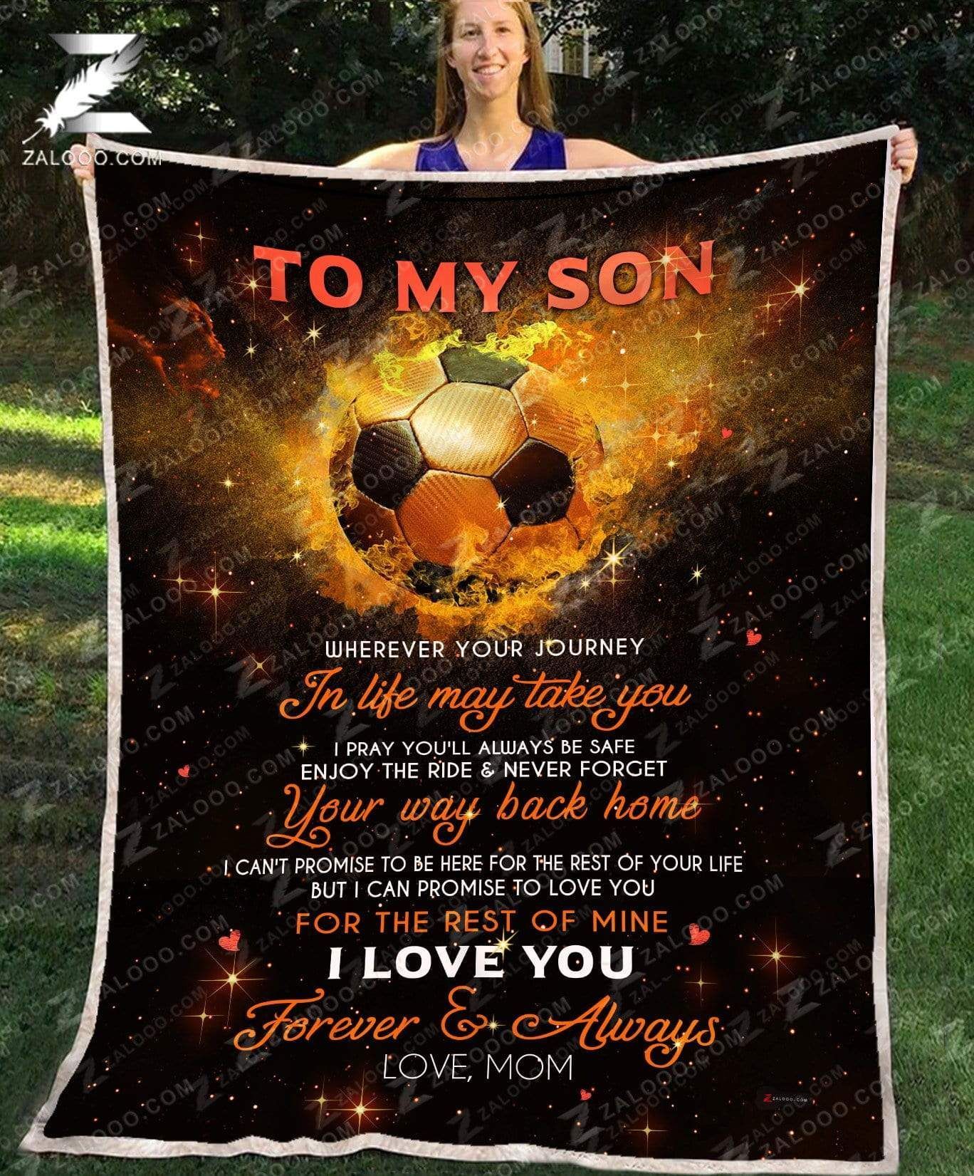 Soccer Son Mom Journey Sherpa Fleece Blanket