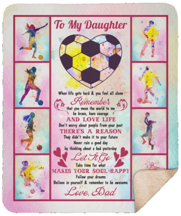 Soccer To My Daughter Sherpa Fleece Blanket
