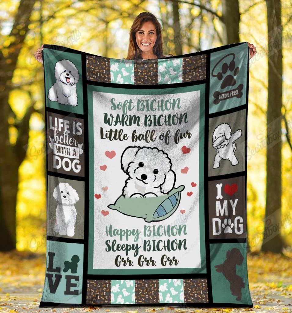 Soft Bichon Warm Bichon Little Ball Of Fur Bichon Frise Dog Fleece Blanket