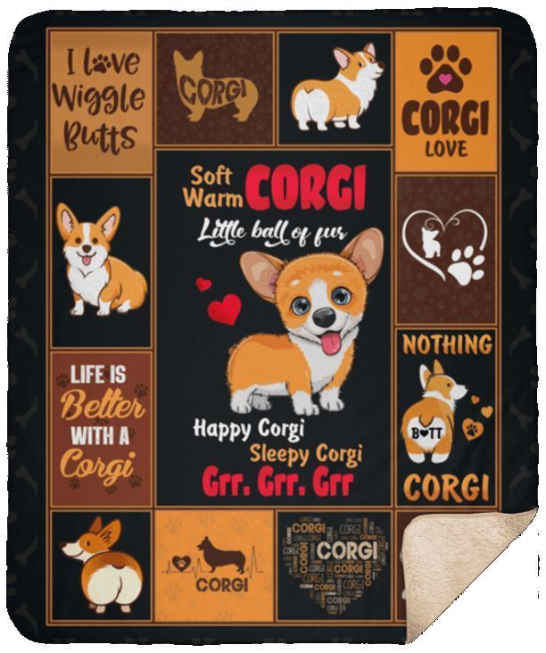 Soft Corgi Warm Sherpa Fleece Blanket