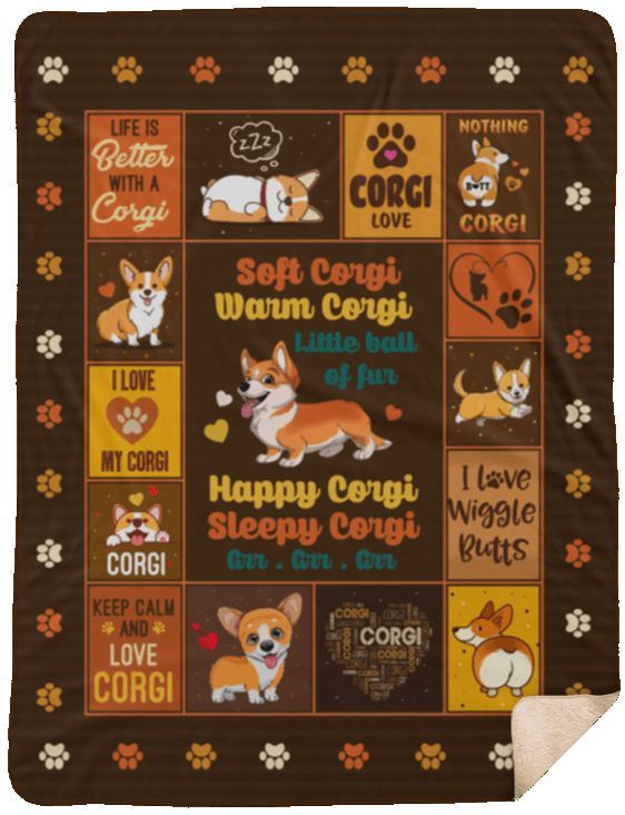 Soft Corgi Warm Corgi Sherpa Fleece Blanket