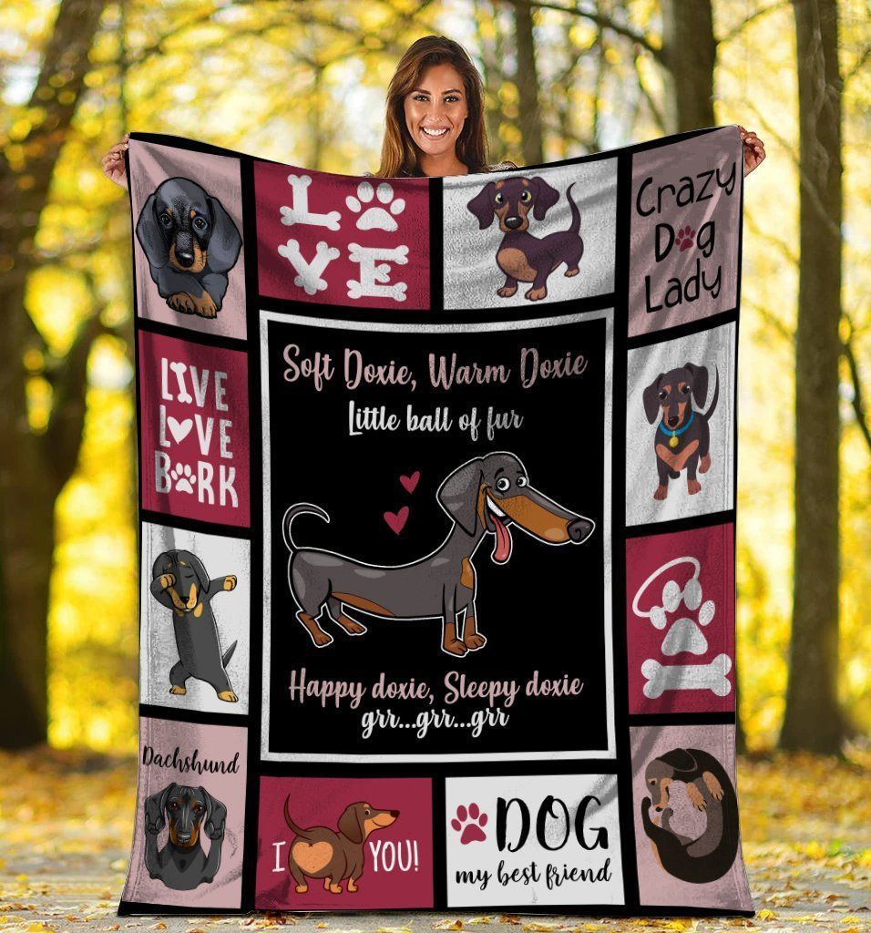 Soft Doxie Warm Doxie Little Ball Of Fur Dachshund Doxie Weiner Dog Fleece Blanket
