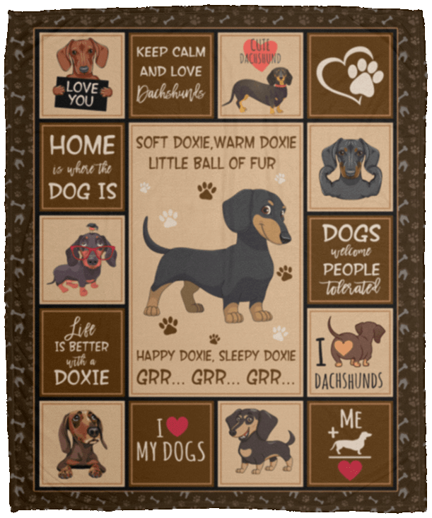 Soft Doxie Warm Doxie Little Ball Of Fur Happy Doxie Sherpa Fleece Blanket