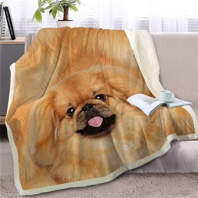 Soft Pekingese Sherpa Fleece Blanket
