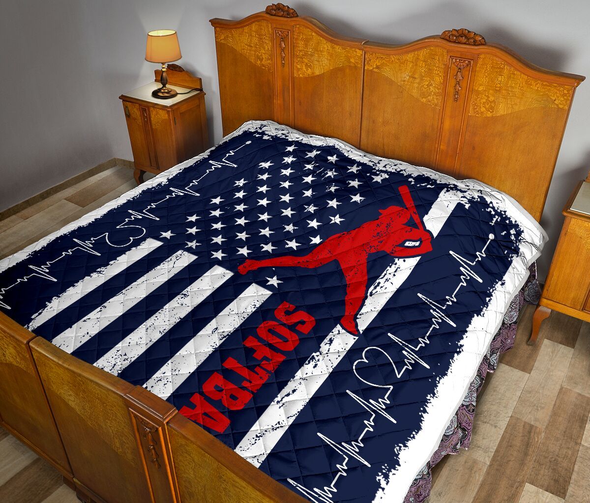 Softball America Flag Quilt Blanket Dhc1312697Dd
