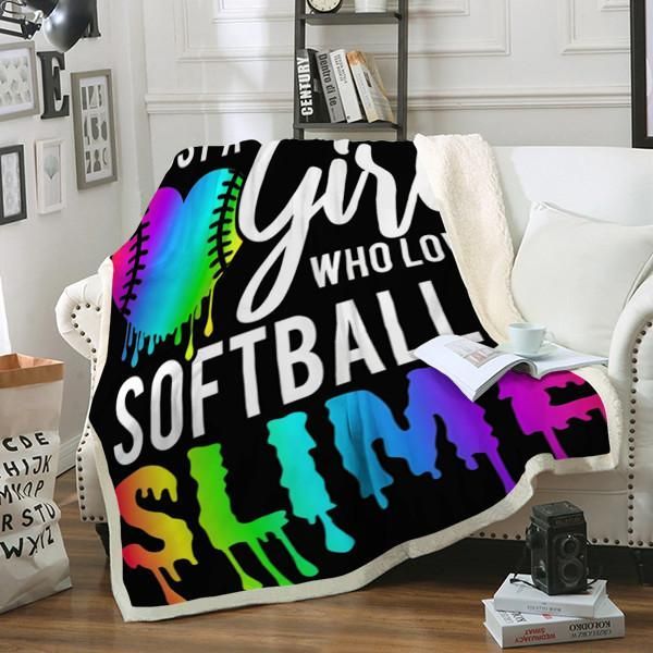 Softball And Slime Sherpa Fleece Blanket