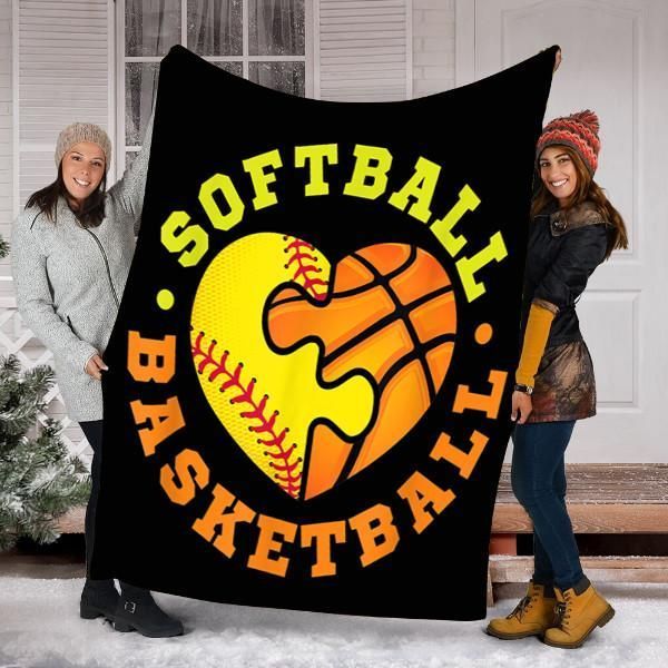 Softball Basketball Sherpa Fleece Blanket