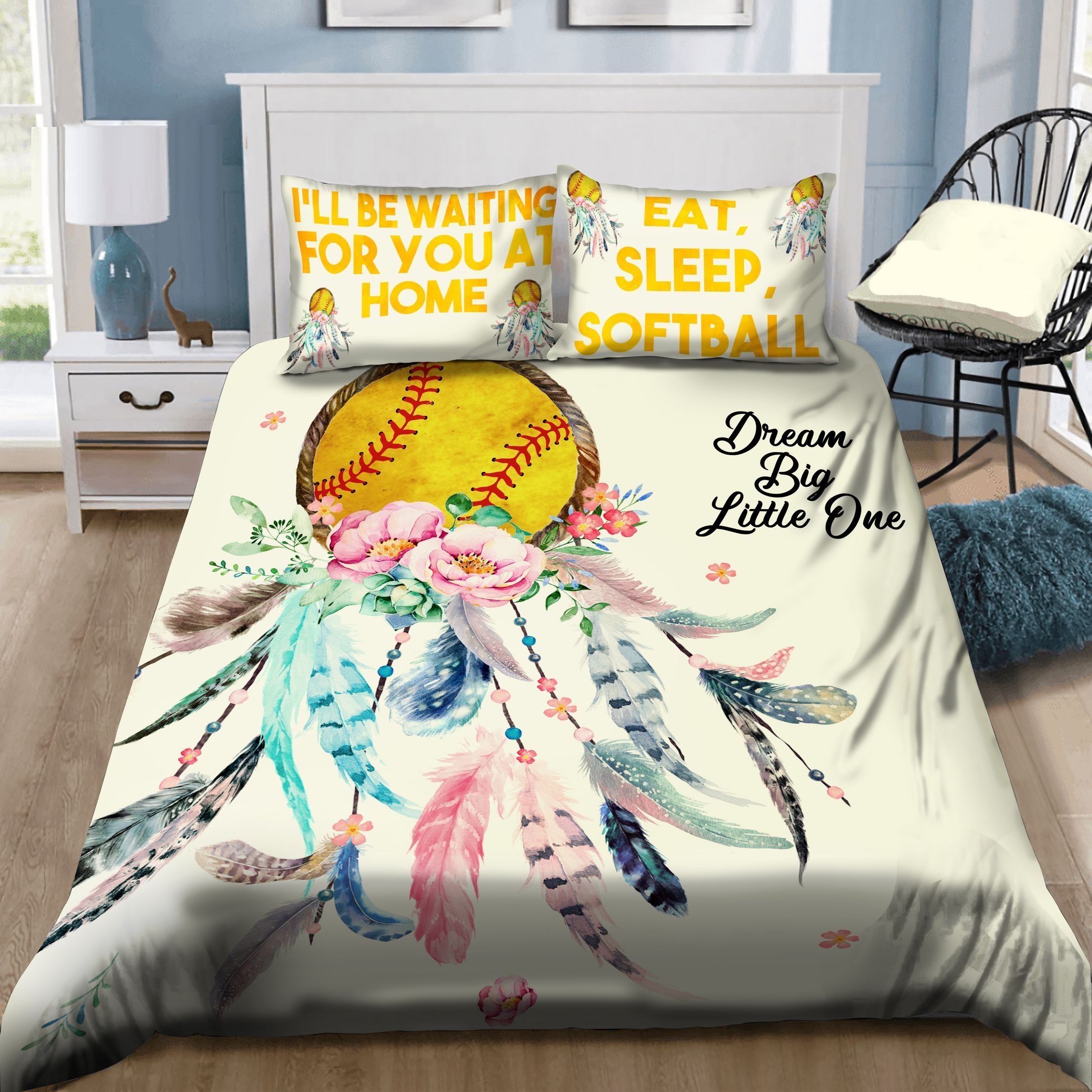 Softball Bling Eat Sleep Bedding Set