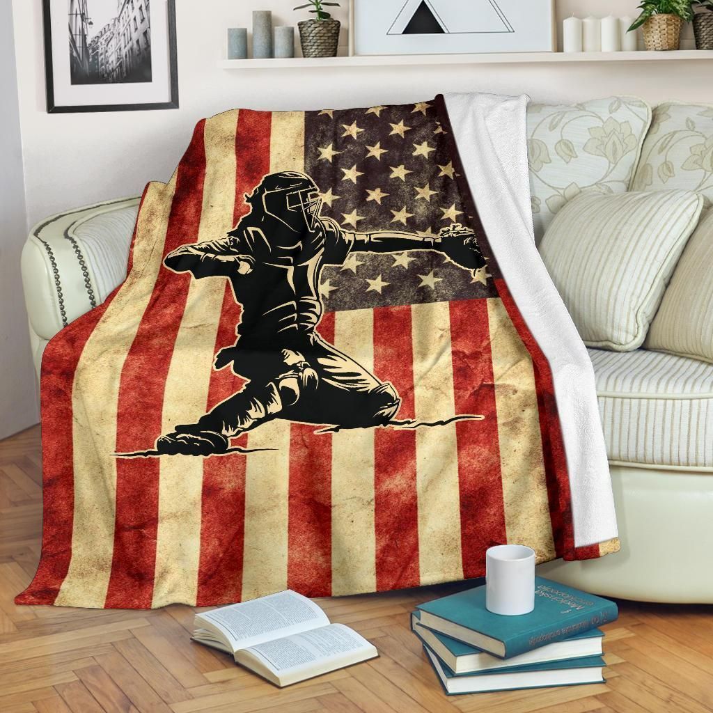 Softball Catcher Sherpa Fleece Blanket