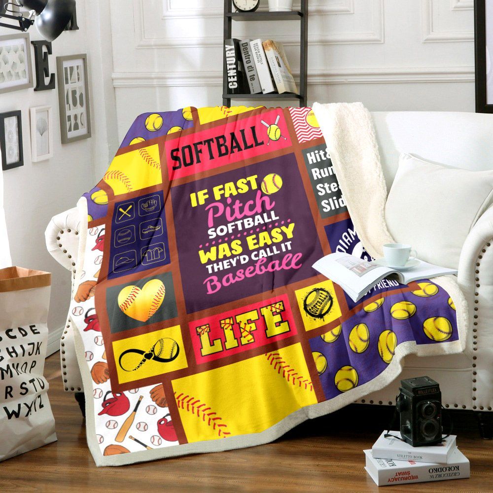 Softball Sherpa Fleece Blanket