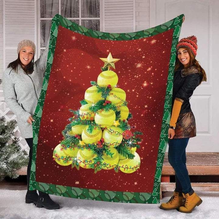 Softball Christmas Sherpa Fleece Blanket