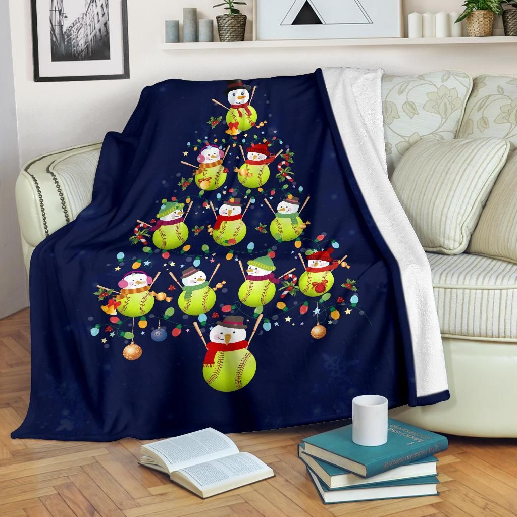 Softball Christmas Tree Sherpa Fleece Blanket