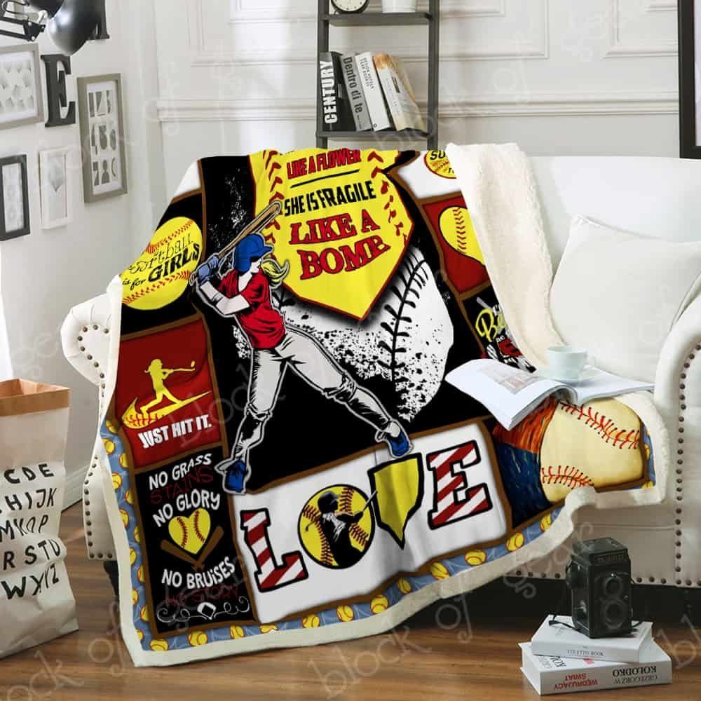 Softball Sherpa Fleece Blanket