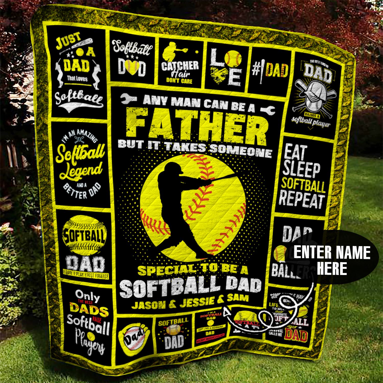 Softball Dad Personalized Quilt Blanket BBB120639SM