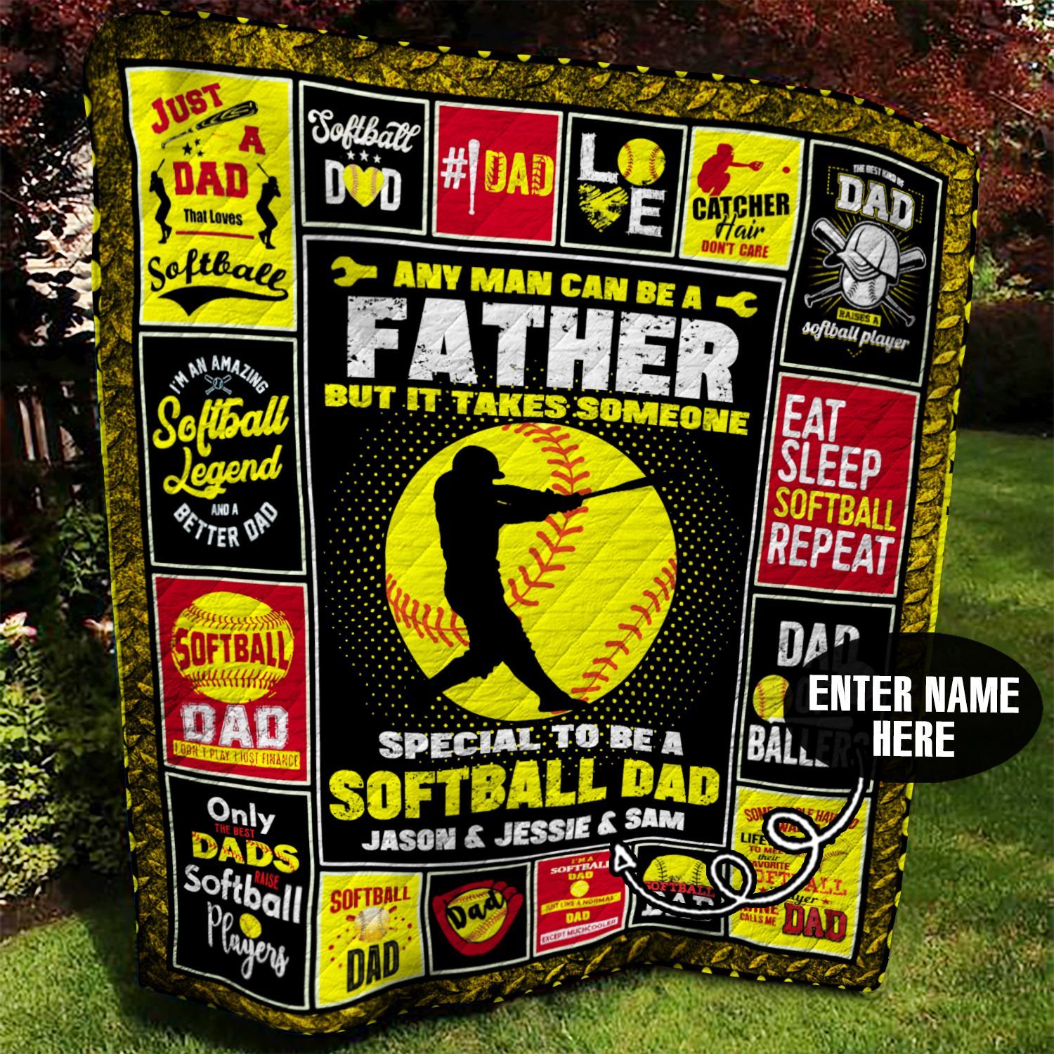 Softball Dad Personalized Quilt Blanket BBB150635SM
