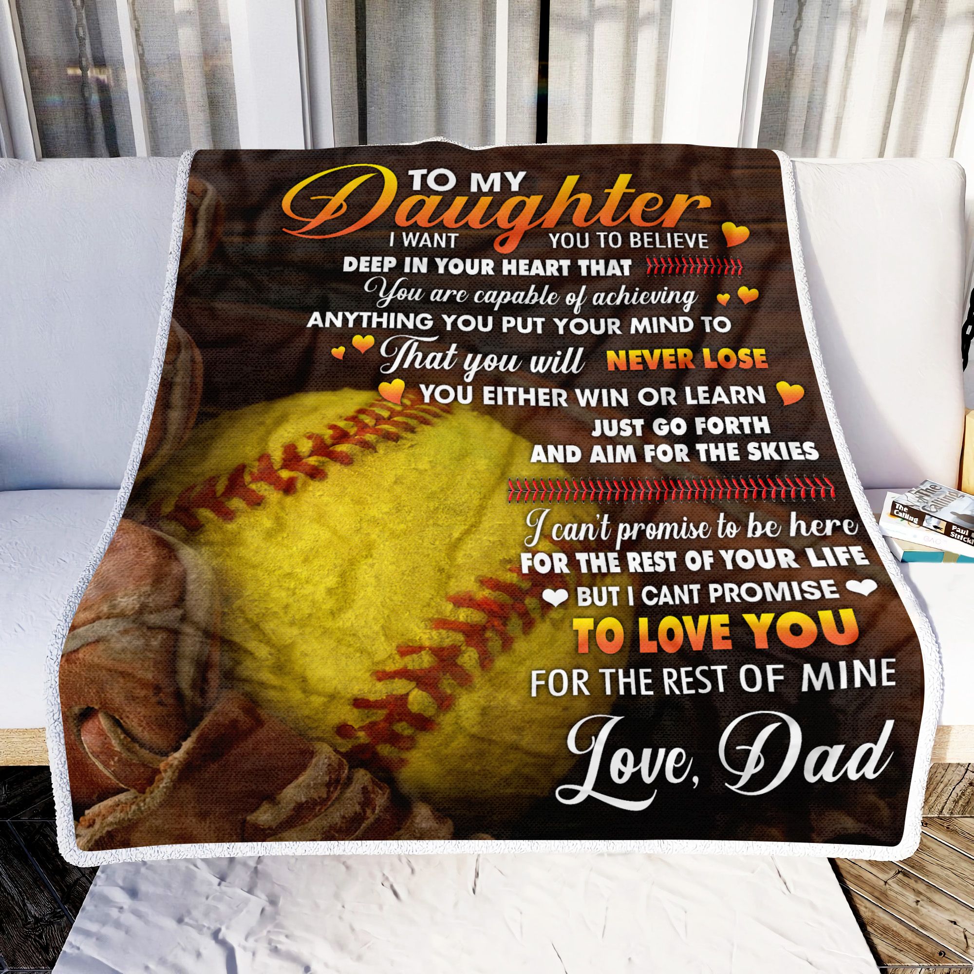Softball Dad To My Daughter Fleece Blanket