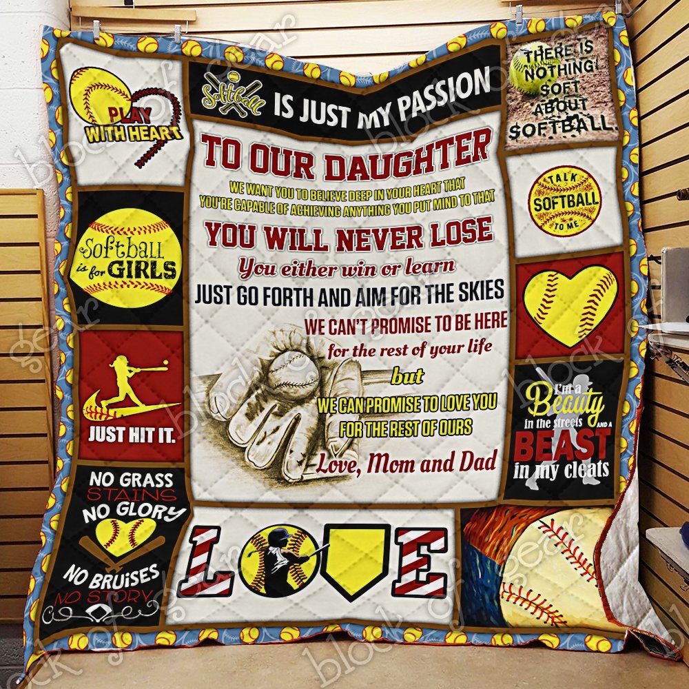 Softball Daughter Love Mom And Dad Quilt Ps236Dm Dhc11123826Dd