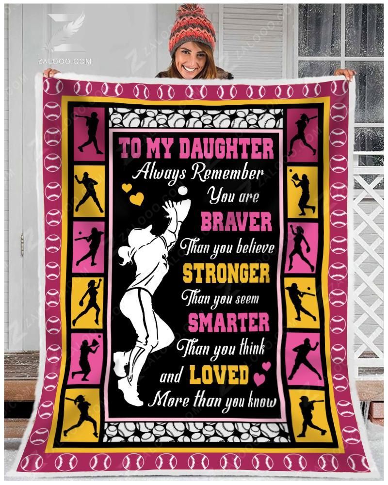 Softball Daughter You Are Loved More Than You Know Sherpa Fleece Blanket