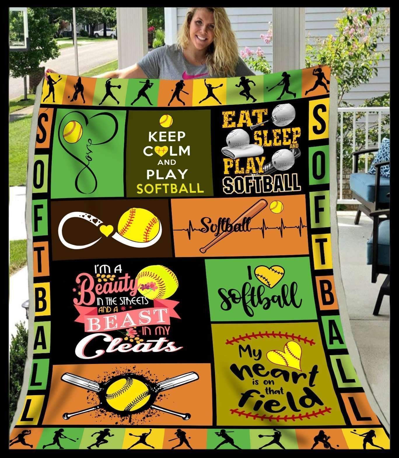 Softball Eat Sleep Play Sherpa Fleece Blanket