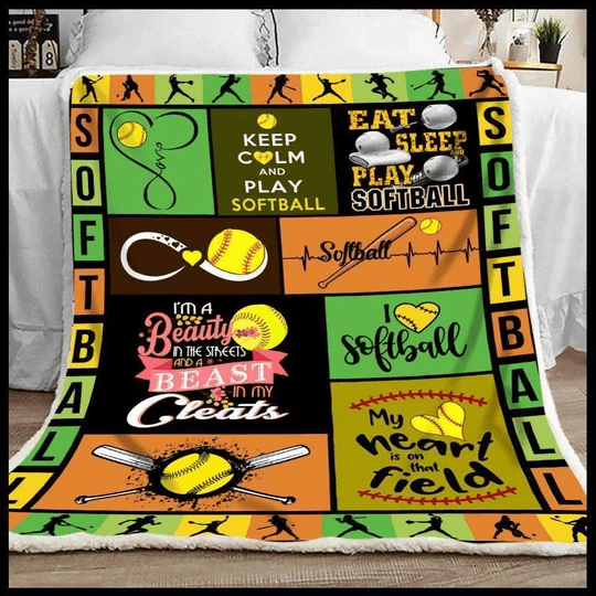 Softball Eat Sleep Play Sherpa Fleece Blanket