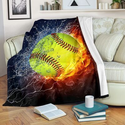 Softball Fire Art Sherpa Fleece Blanket