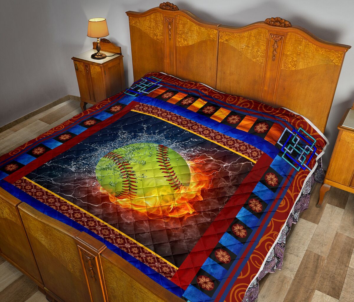 Softball Fire Quilt Blanket Dhc1312834Dd