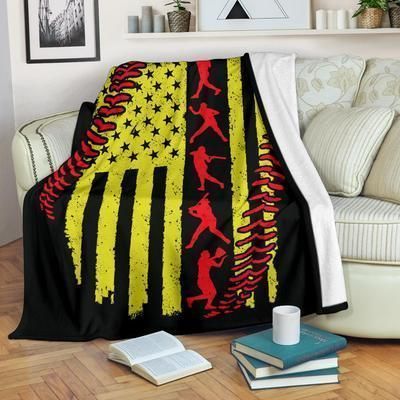 Softball Flag Sherpa Fleece Blanket