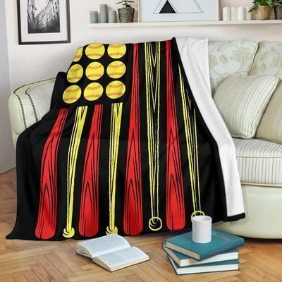 Softball Flag Sherpa Fleece Blanket