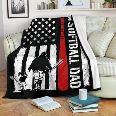 Softball Flag Sherpa Fleece Blanket