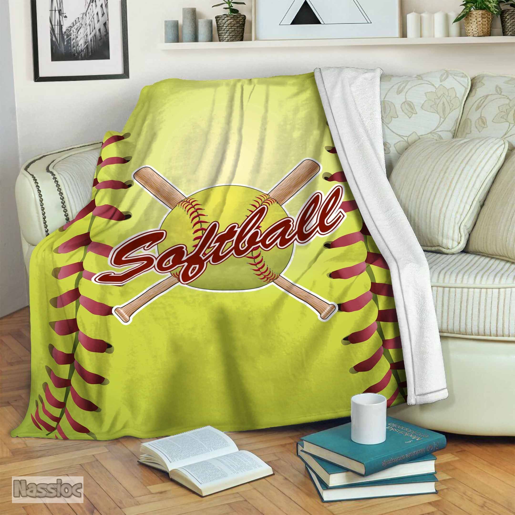 Softball Fleece Blanket